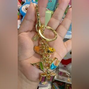 Gold Charm Keychain with Multicolor Accents